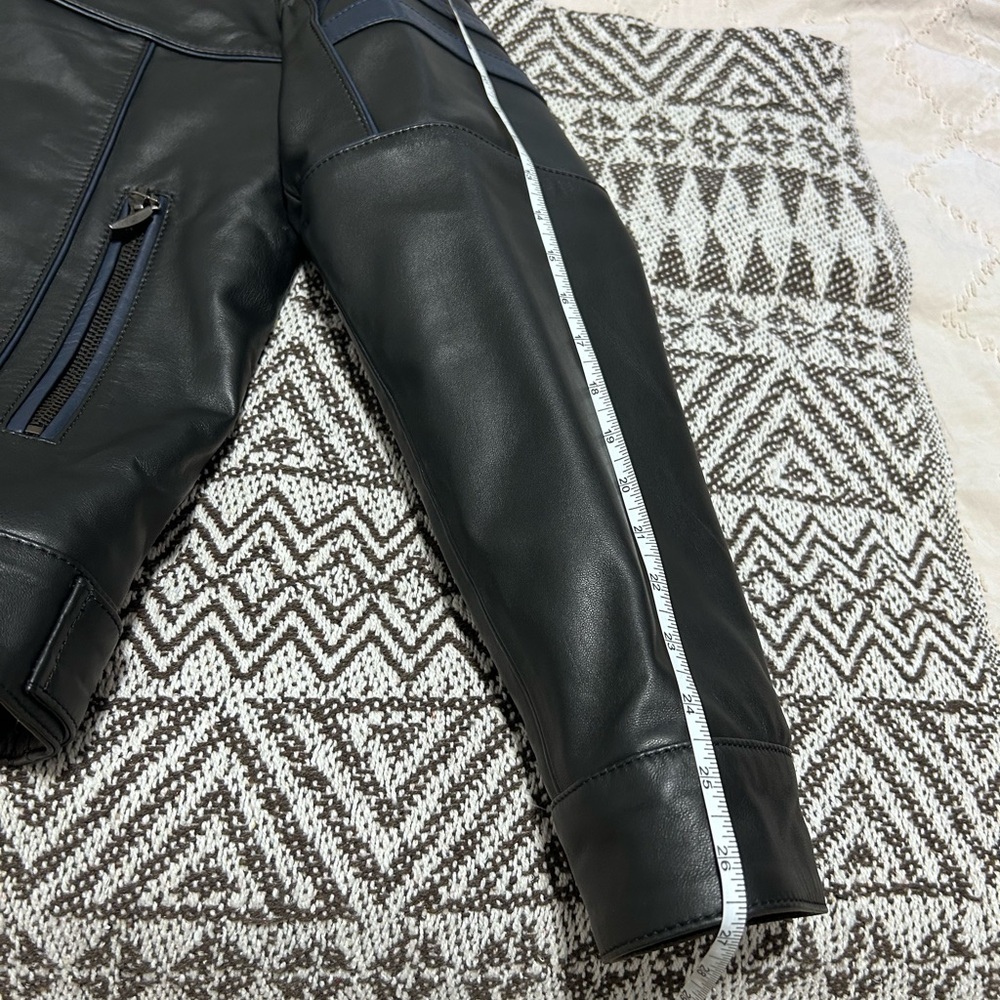 Men's Black Racer Leather Jacket - Picture 5 of 6